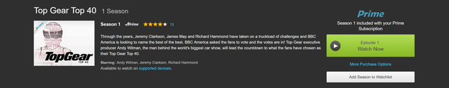 Illustration for article titled You Can Now Stream Seasons 2 Through 17 Of Top Gear On Amazon Prime